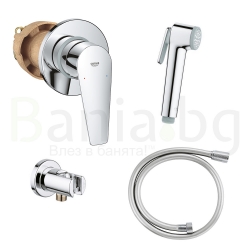 Санитарен комплект GROHE BauEdge, за вграждане, смесител с вътрешно тяло, 29040001, санитарен душ, 27512001, коляно с държач